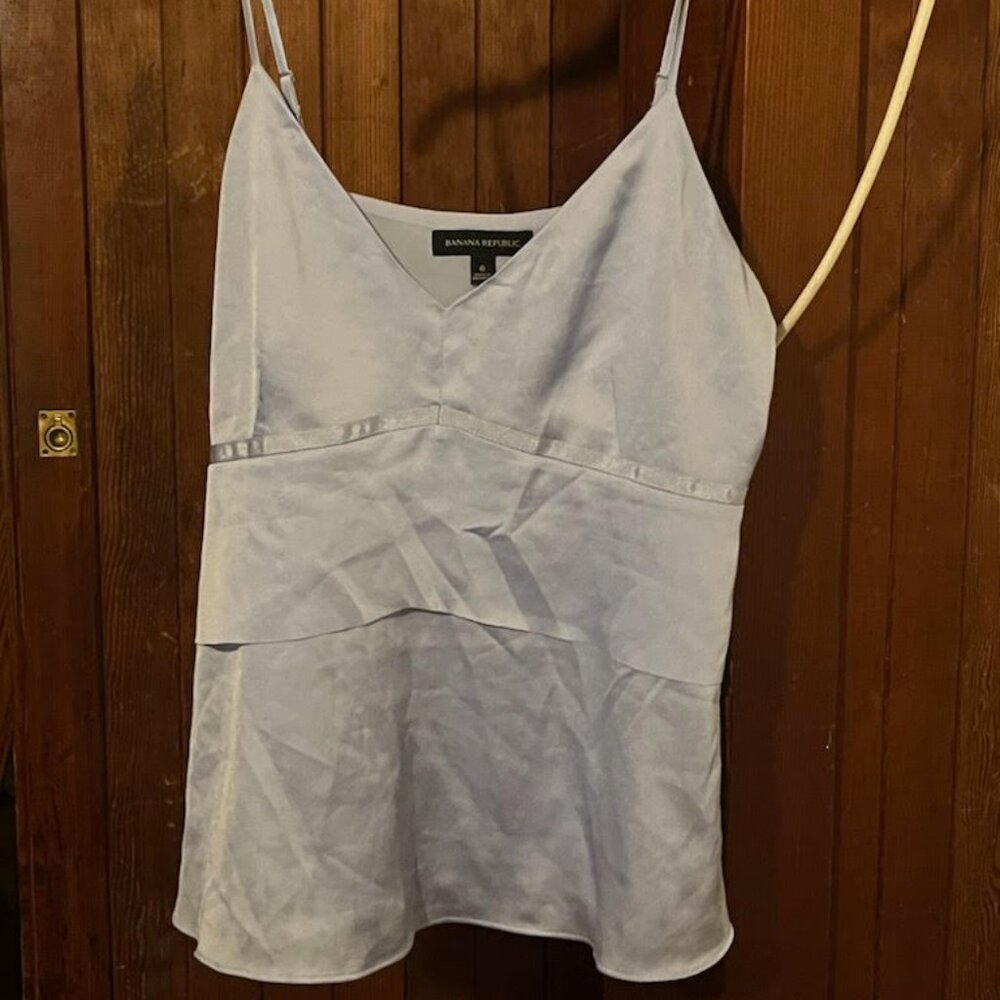 Banana Republic Light Blue Ruffle Tank Top